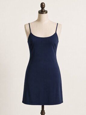 Vintage Y2K Trina Turk Navy Mini Slip Dress Minimalist 90s